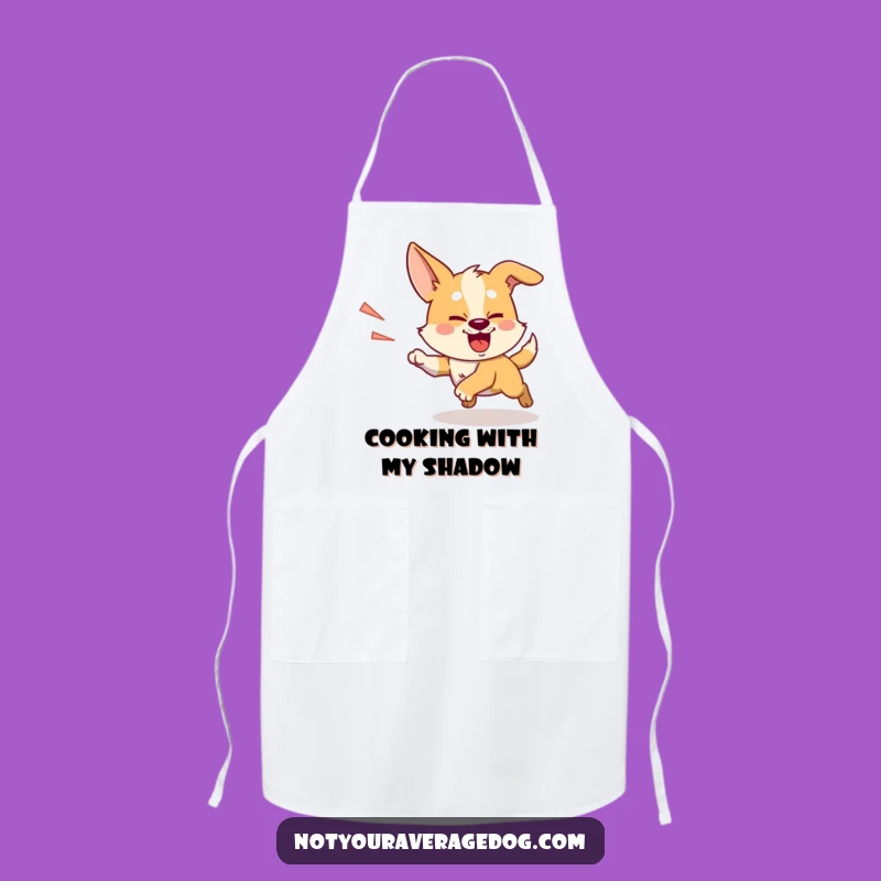 Funny Chasing Shadow Dog Apron: Kitchen Focus & Silly Pursuit, Gift