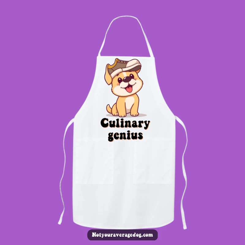 Funny Dog Apron: Pup Tries Shoe Hat, Great Funny Gift