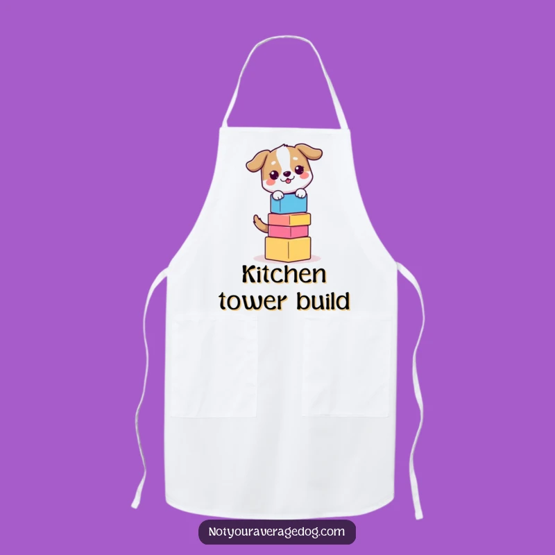 Funny Balancing Dog Apron - Culinary Block Stacking Chef Gift