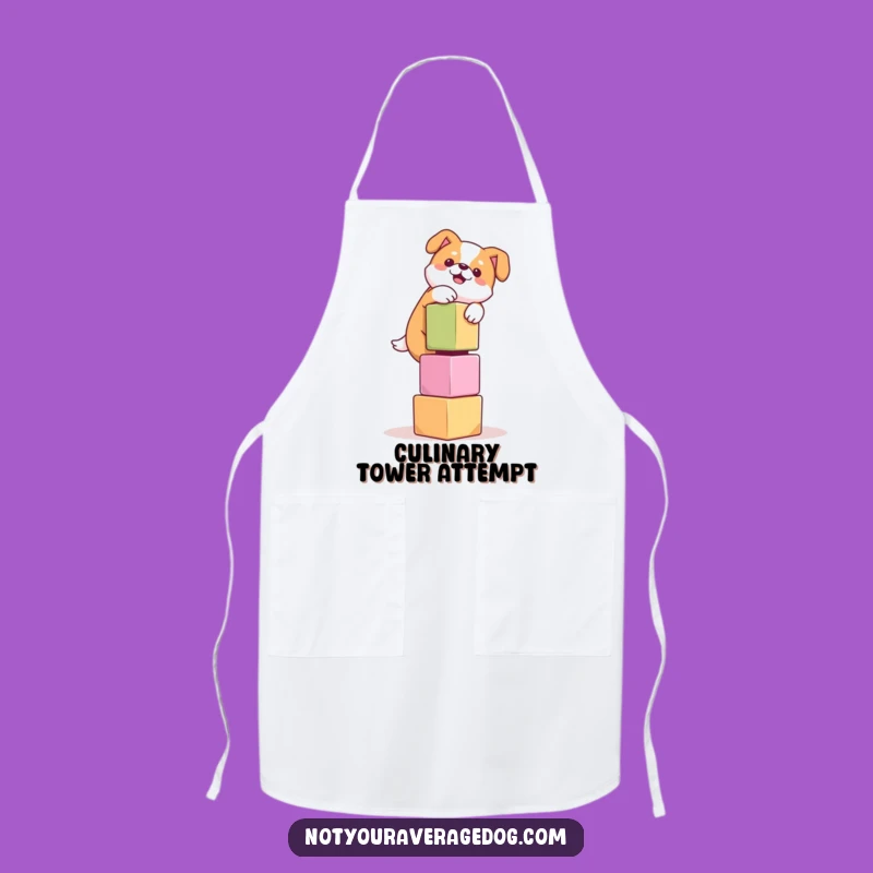 Funny Dog Balancing Cubes Apron: Cook with Comic Canine Chaos