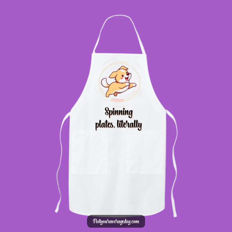 Funny Dog Chasing Tail Apron: Cook Up Fun with Dizzy Pet Vibes