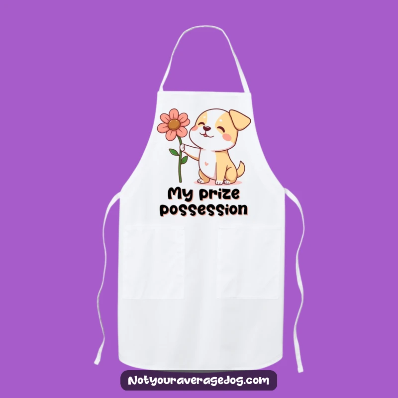 Funny Dog Flower Present Apron - Hilarious Chef Canine Gift of Love