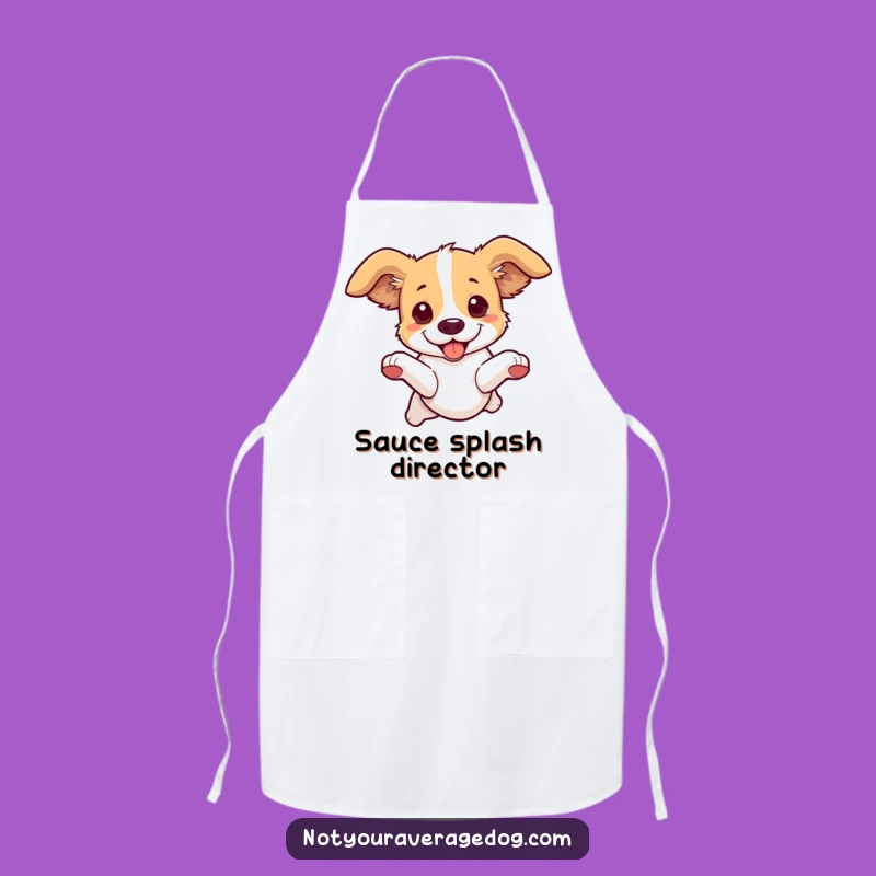 Funny Dog Leaping Apron: Cook with Energetic Flair