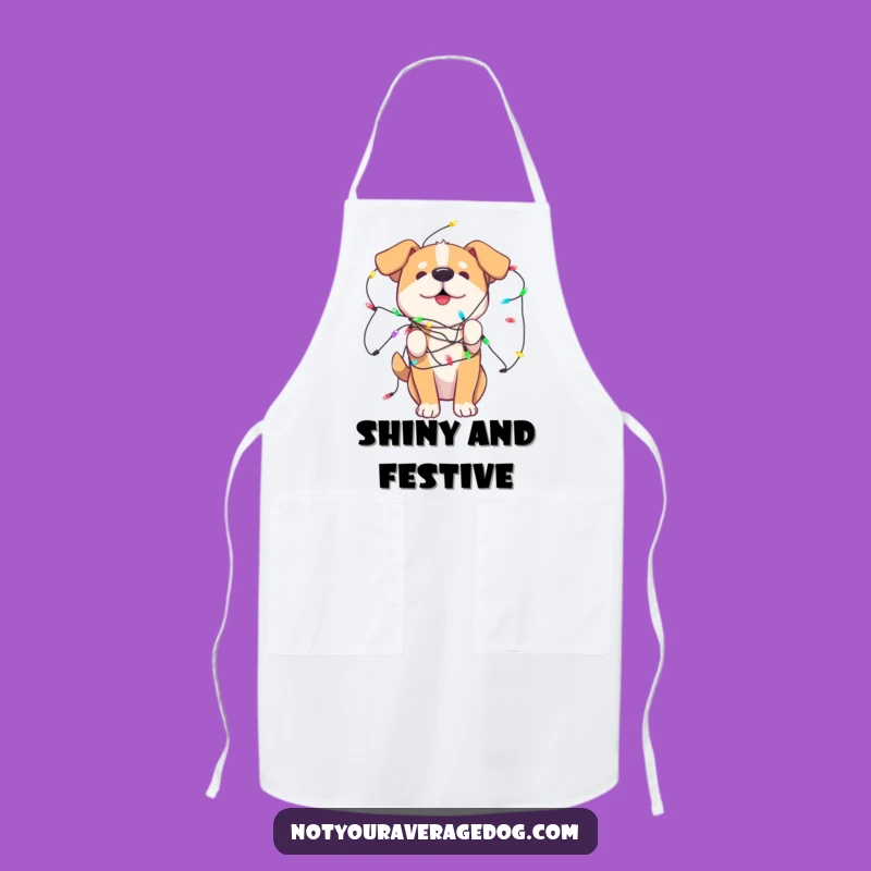 Funny Dog Lights Apron: Cook with Festive Fun and Pup Charm
