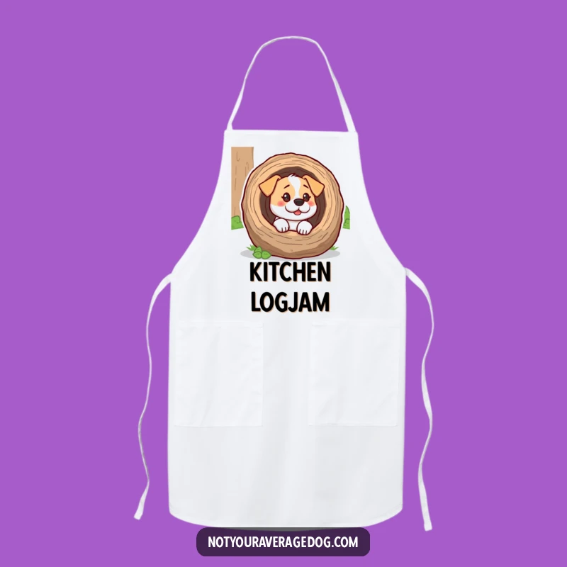 Funny Dog Log Head Apron - Hilarious Chef Canine Exploration Gift
