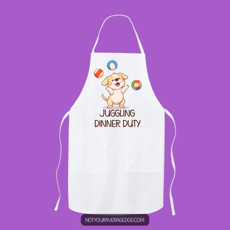 Funny Juggling Dog Ball Apron: Cook with Flair!