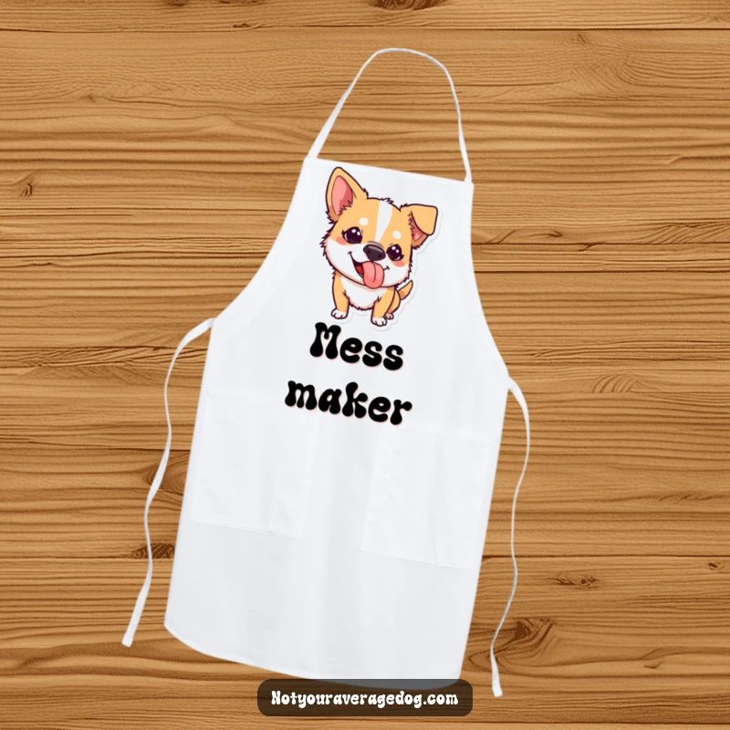 Funny apron featuring a dog sticking its tongue out at a cheeky angle, adding a playful and humorous element to cooking.