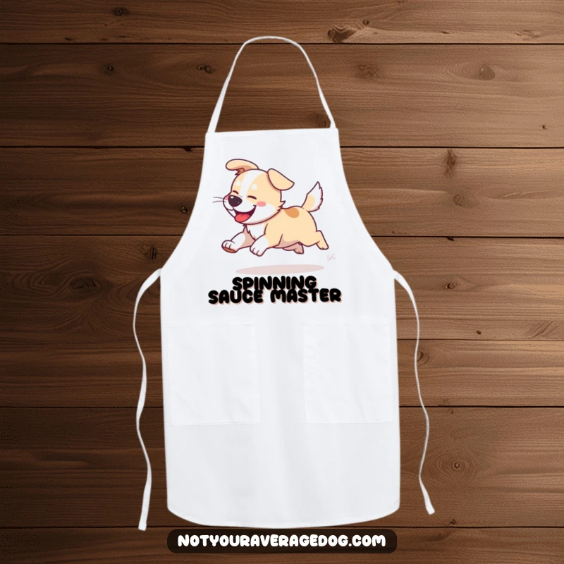Funny Dog Tail Chasing Apron: A dog's joyful and erratic tail chase, bringing humor to the kitchen.