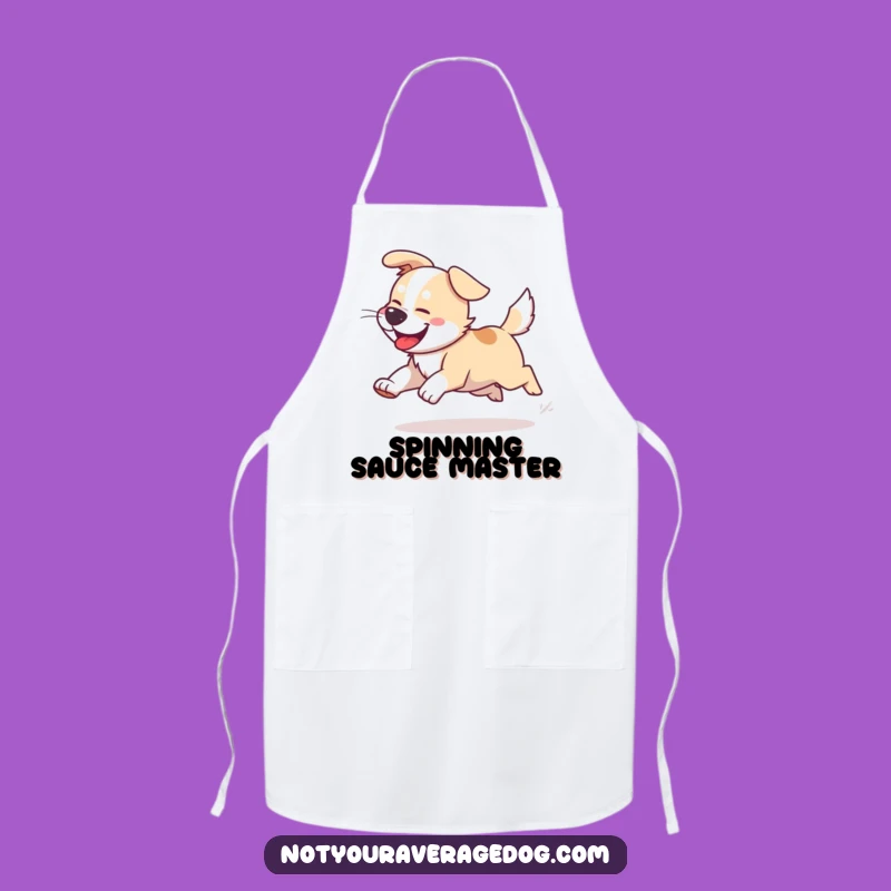 Funny Dog Tail Chasing Apron: Cook with Energetic Flair