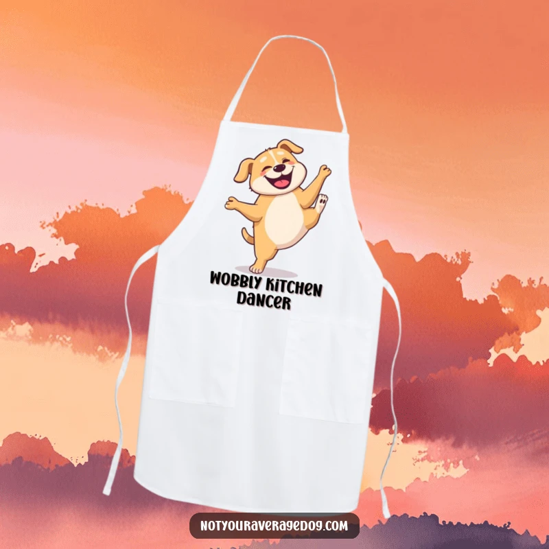 Funny Dog Cartwheel Apron: A dog performing a hilarious cartwheel, making kitchen duties fun and funny.
