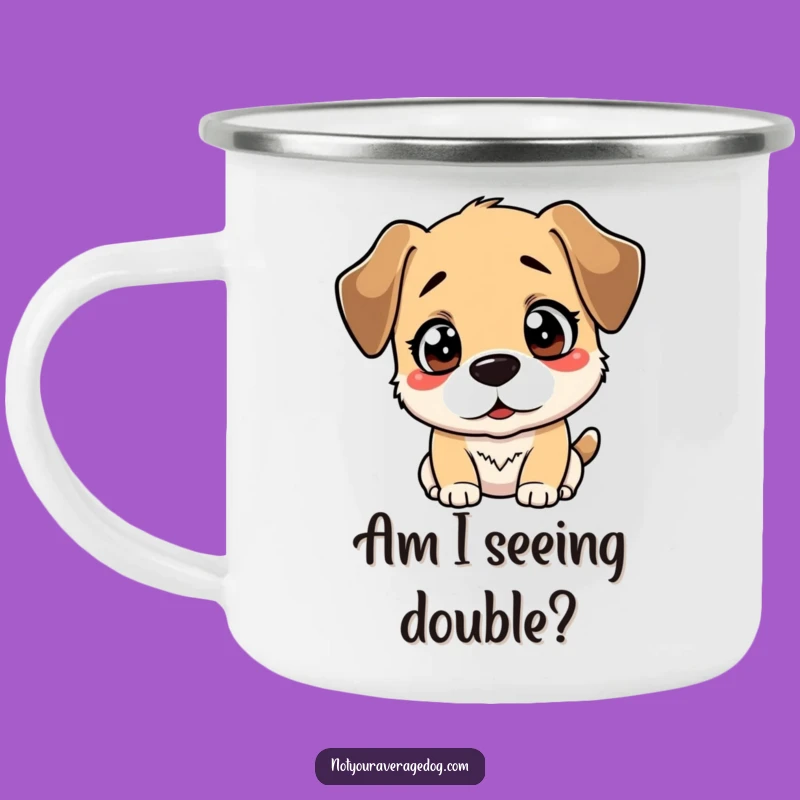 Funny Bewildered Dog Camping Mug: Trailside Laughs with Reflection Art