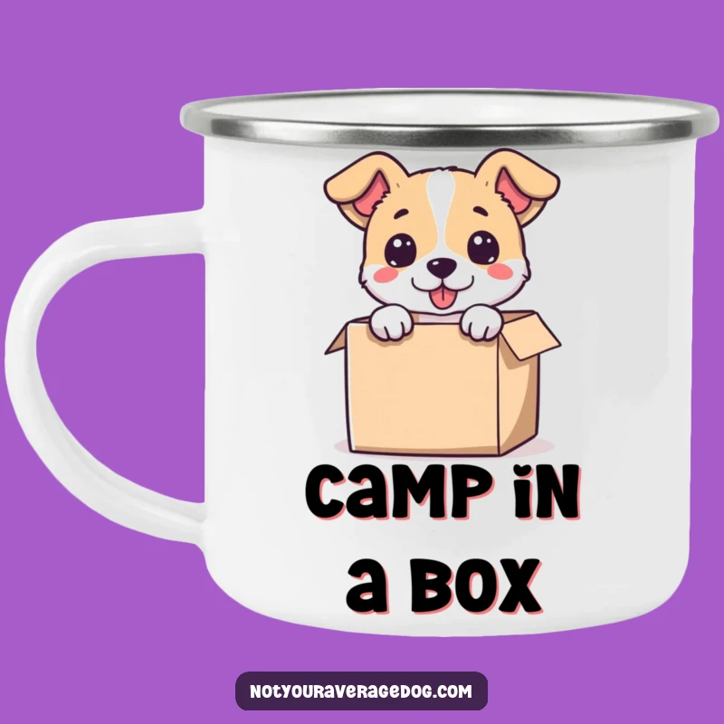 Durable Funny Dog Small Box Camping Mug - Adventure with Pawsome Humor