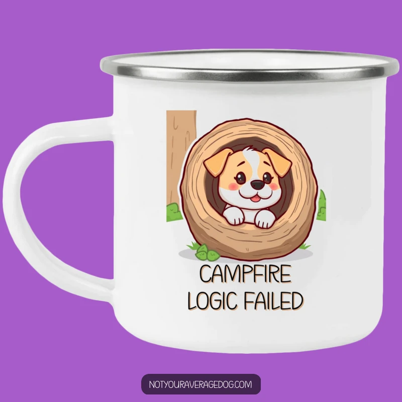 Funny Dog Log Head Camping Mug - Rugged & Hilarious Canine Adventure Gift