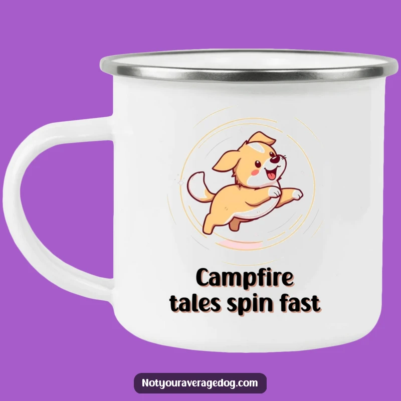 Funny Dog Chasing Tail Camping Mug: Dizzy Adventures in Every Sip