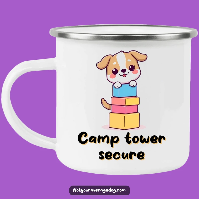 Funny Balancing Dog Camping Mug - Adventure Block Stacking Fun