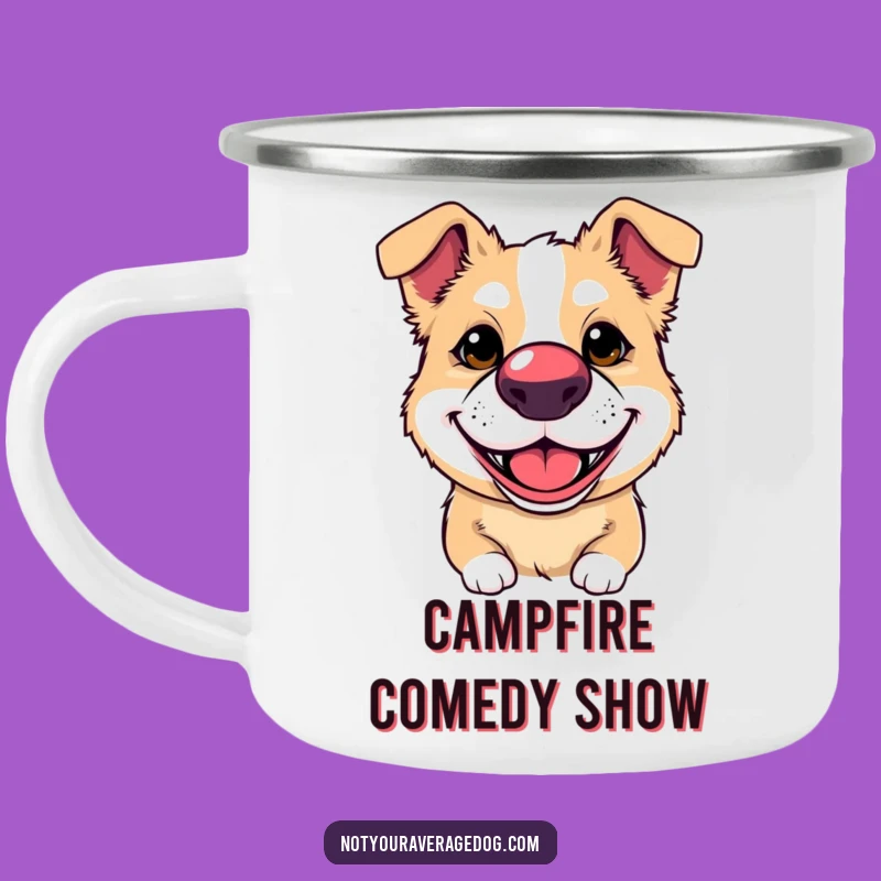 Funny Clown Dog Enamel Camping Mug: Your Humorous Travel Companion for Pups
