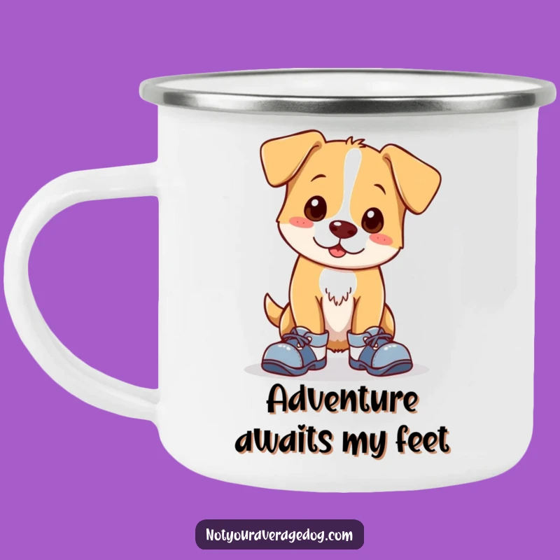 Funny Clumsy Dog Camping Mug: Sip Your Brew with Hilarious Mismatched Shoe Vibes