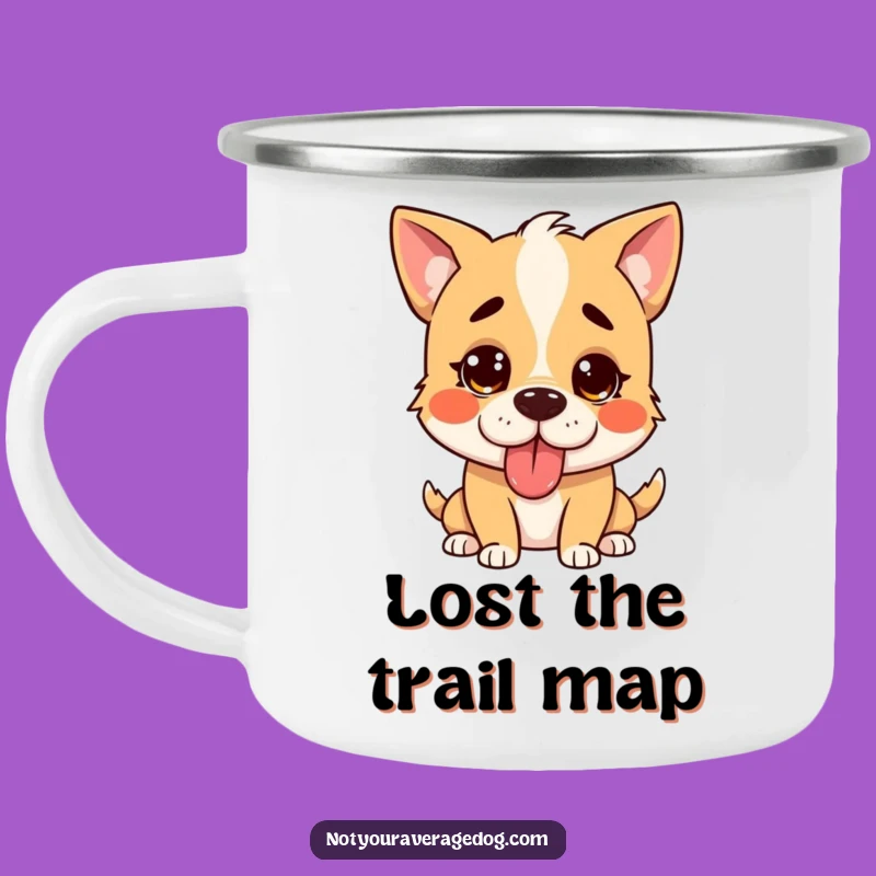 Funny Confused Dog Camping Mug: Outdoor Laughs & Tongue Out, Gift