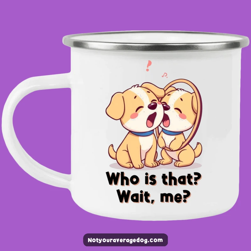 Funny Dog Barks at Reflection Camping Mug: Adventure Fuelled by Canine Confusion