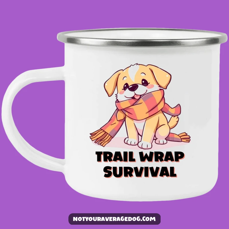 Funny Dog Scarf Tangle Camping Mug - Playful Pup Outdoor Gift