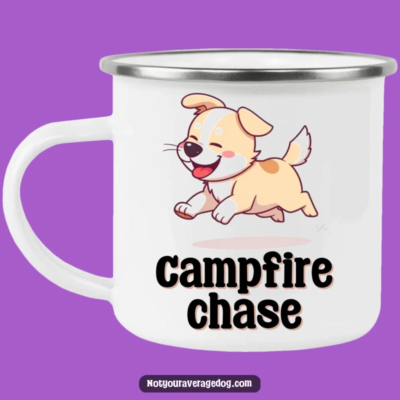 Funny Dog Tail Chasing Camping Mug: Adventure Fuel with Joy