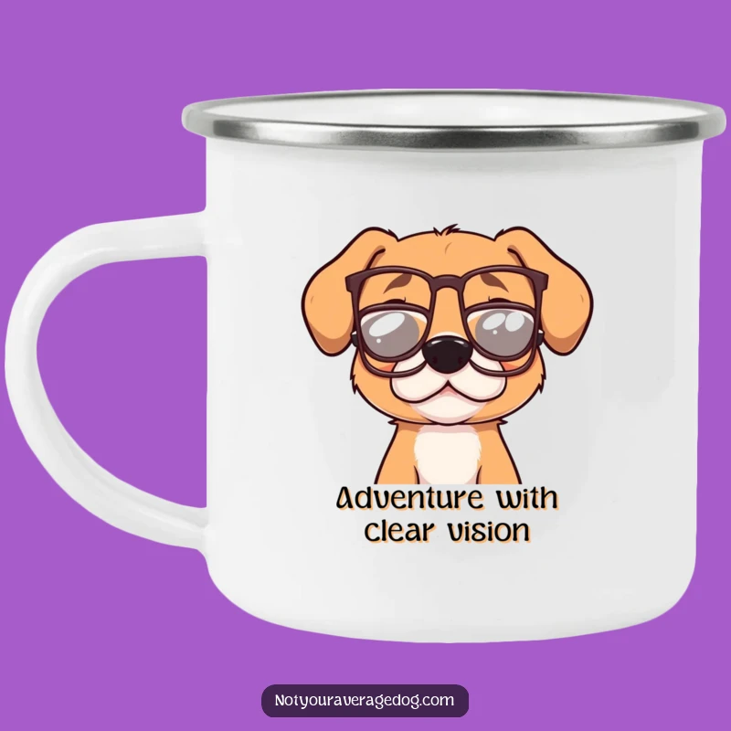 Funny Dog With Glasses Camping Mug - Rugged & Hilarious Canine Adventure Gift