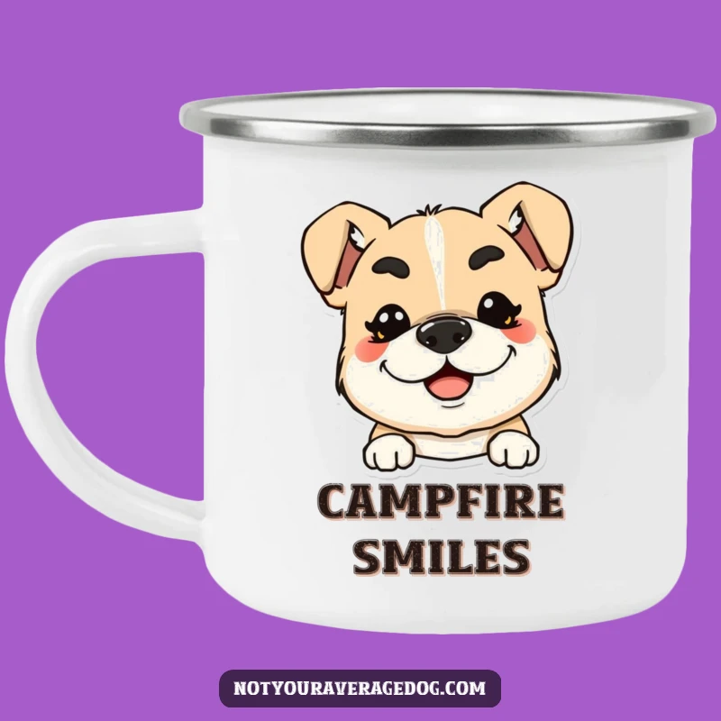 Funny Eyebrow Dog Camping Mug: Adventure Ready Canine Humor
