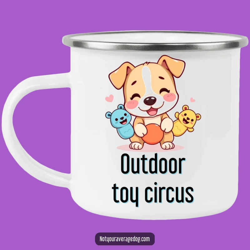 Funny Juggling Dog Camping Mug - Durable Squeaky Toy Drinkware, Outdoor Gift