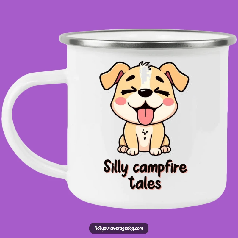 Funny Silly Dog Tongue Out Camping Mug: Adventure Buddy with a Grin