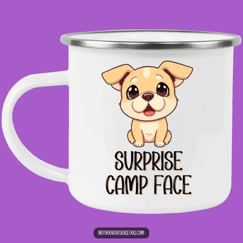 Funny Surprised Dog Camping Mug - Express Yourself Outdoors!