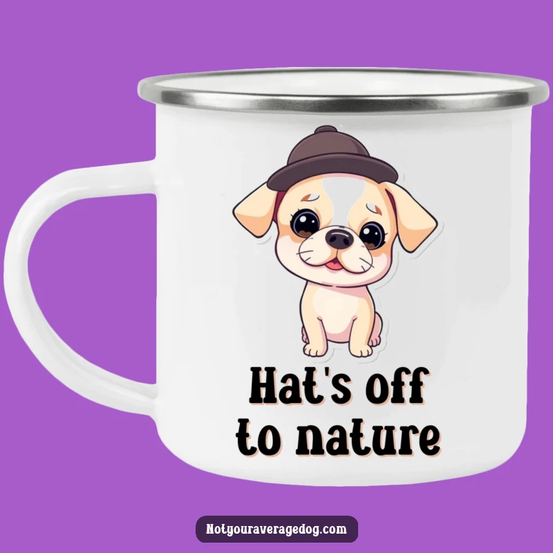 Funny Dog in Hat Camping Mug - Outdoor Adventures with Comical Style, Unique Gift!