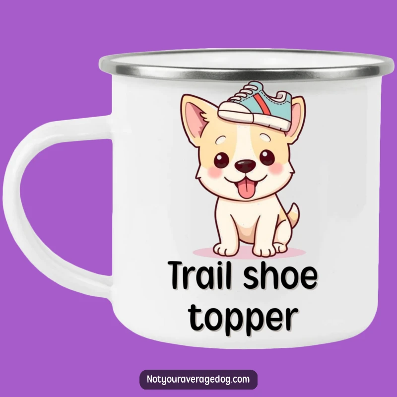 Funny Dog Shoe Hat Camping Mug: Trail Mix & Laughs Included