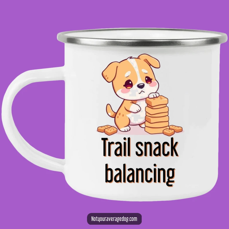 Funny Dog Treat Stack Camping Mug: Adventure Fuel with a Canine Twist