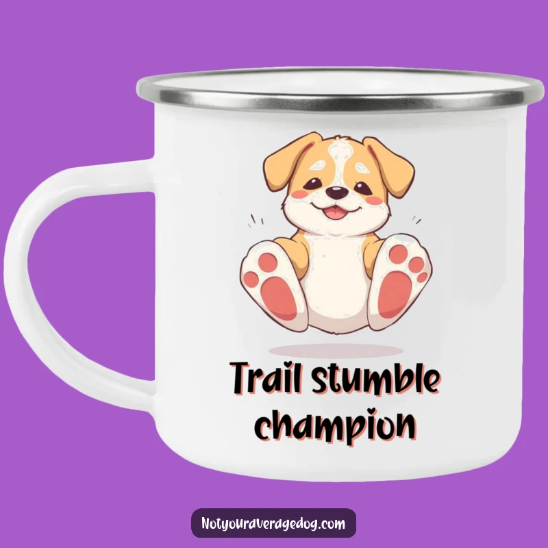 Funny Dog Oversized Paws Tripping Enamel Camping Mug - Adventure Laughs