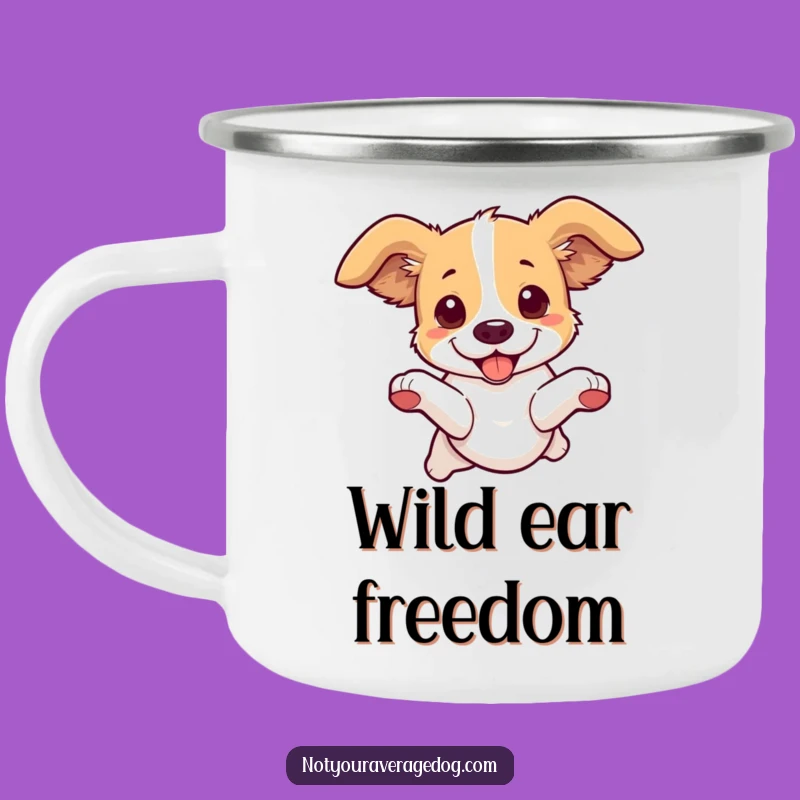 Funny Dog Leaping Camping Mug: Adventure Fuel with Flair