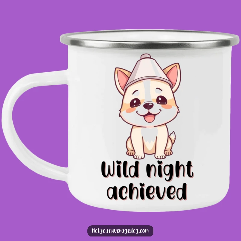 Funny Lampshade Dog Camping Mug: Adventure Fuelled by Laughter