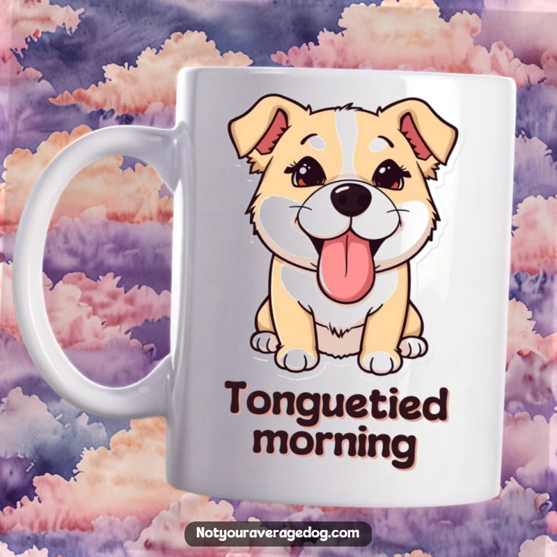 Funny Mug: Dog with its tongue sticking out sideways and eyes crossed, a picture of ultimate goofy expression and comical charm.