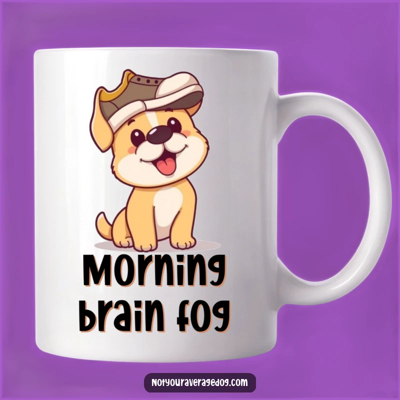 Funny Dog Hat Mug: Determined Pup Wears Shoe as Hat, Hilarious Funny Gift