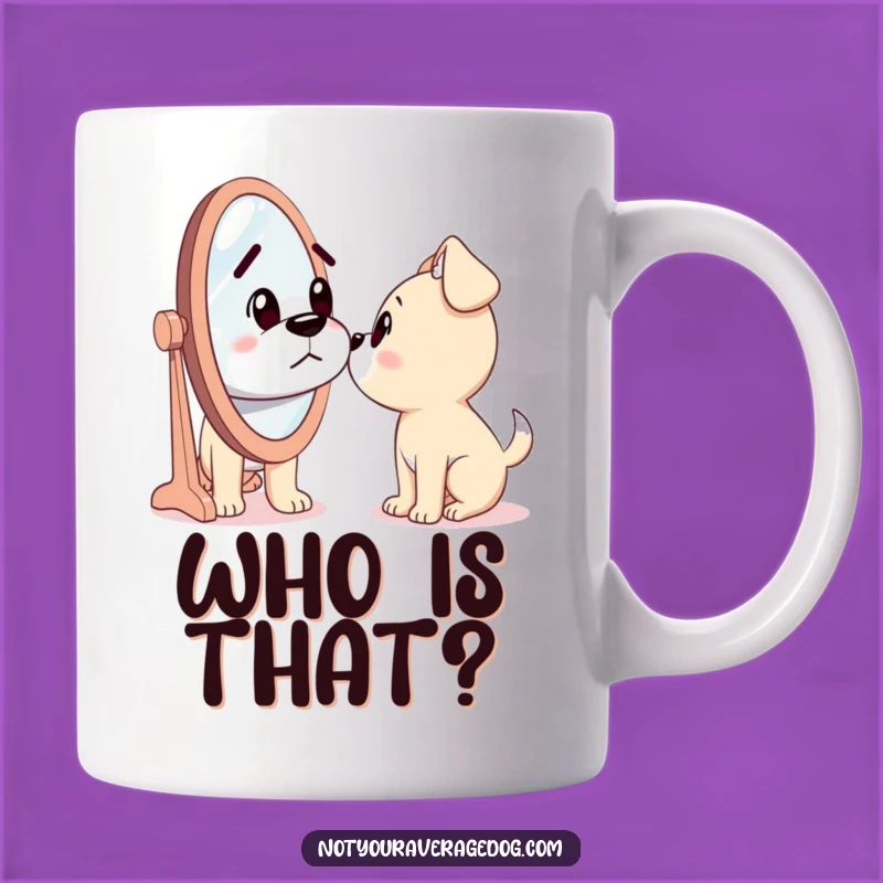 Funny Dog Mirror Mug: Confused Pup Sees Silly Stranger, Perfect Funny Gift