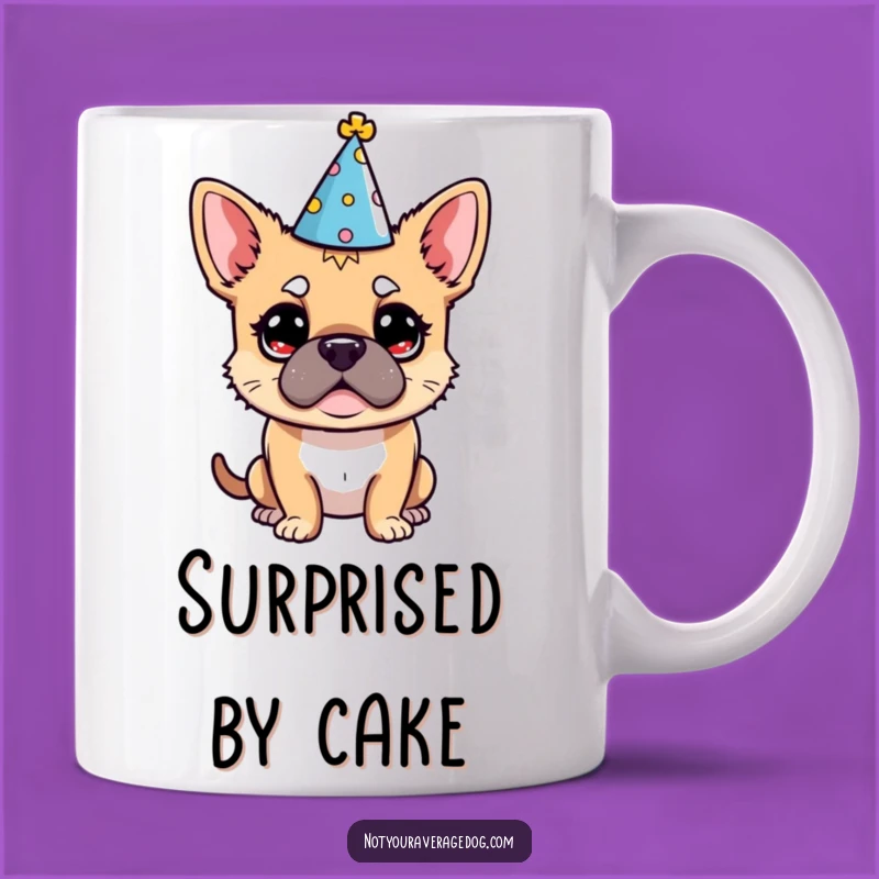 Funny Dog Party Hat Mug: Bewildered Canine Celebration Gift