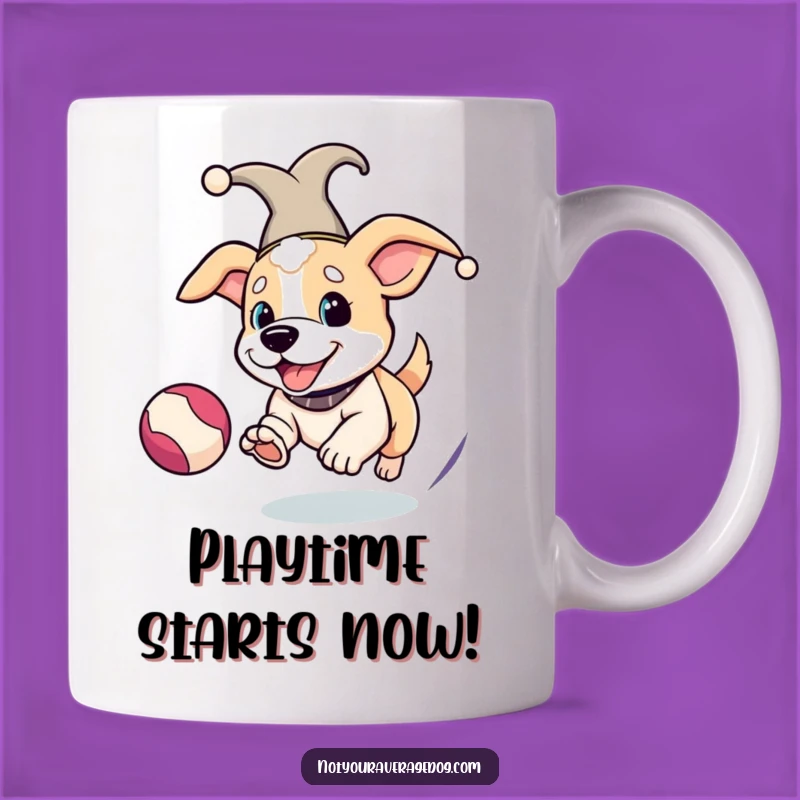 Funny Jester Dog Mug - Hilarious Ball Chasing Pet Gift Idea