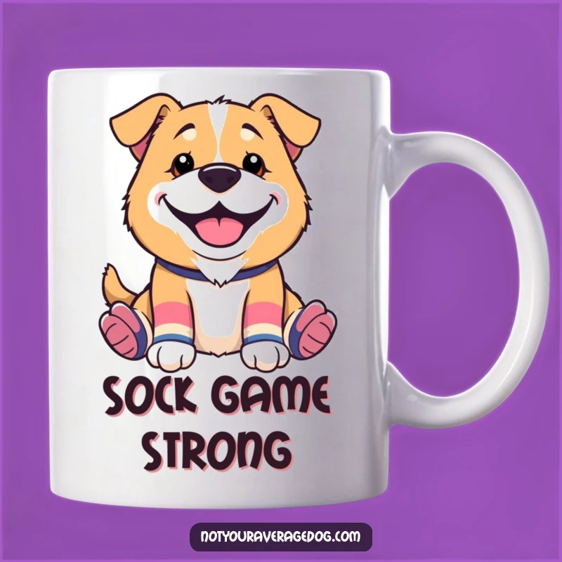 Funny Mismatched Socks Dog Grin Mug: Quirky Canine Gift