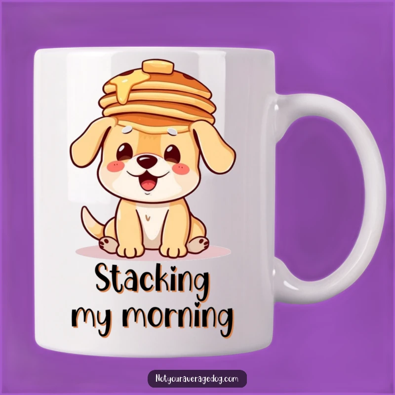 Funny Balancing Dog Pancakes Mug - Hilarious Breakfast Pup Gift