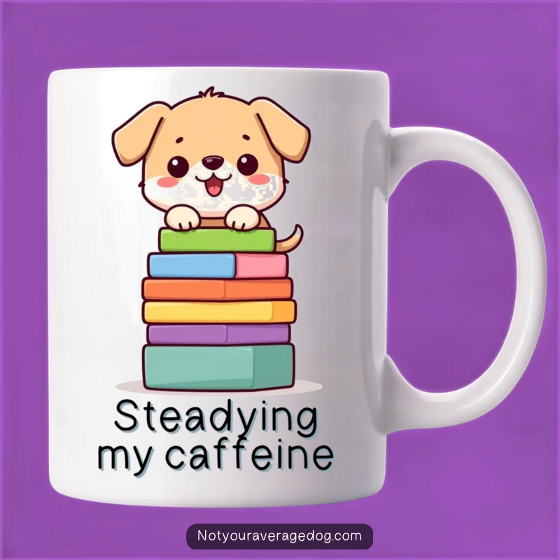Funny Juggling Dog Mug - Block Balancing Act, Hilarious Gift Idea