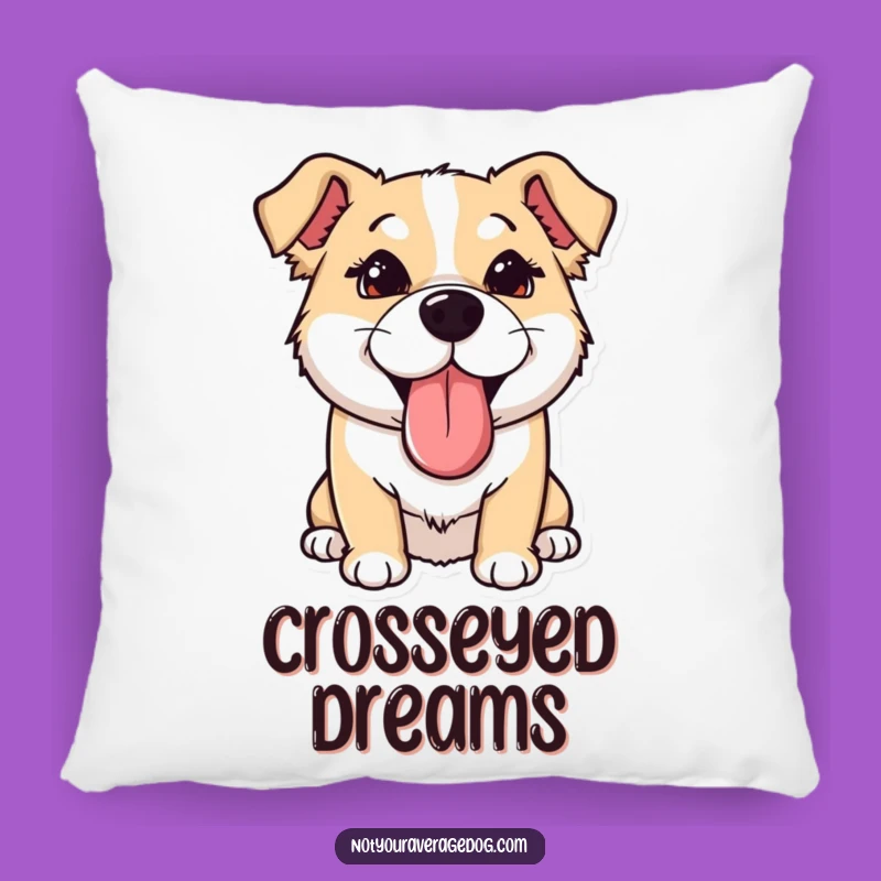 Funny Dog Goofy Pillow: Cozy Sideways Tongue Comfort, Crossed Eyes Humor, Ideal Funny Gift