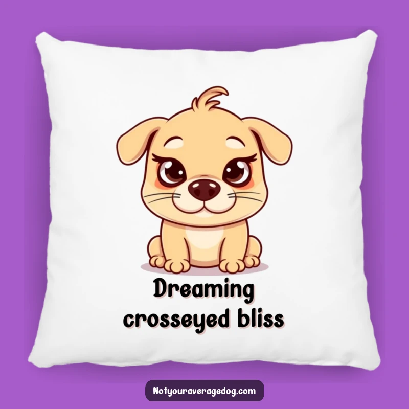 Funny Crossed Eyes Dog Pillow: Cozy Goofiness & Big Smiles, Gift