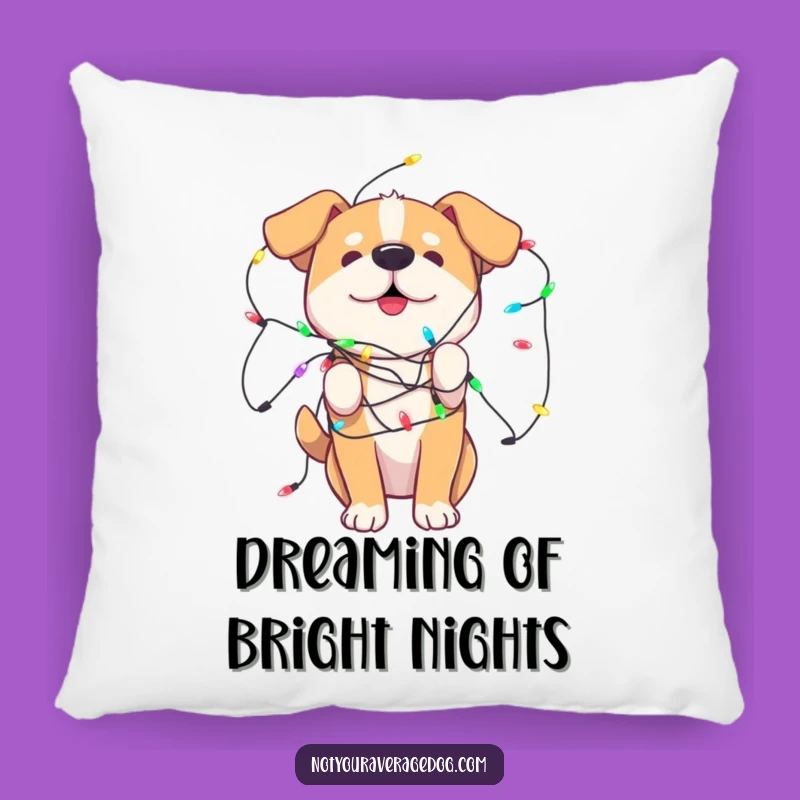 Cozy Funny Dog Lights Pillow: Snuggle Up with Festive Pup Cuteness