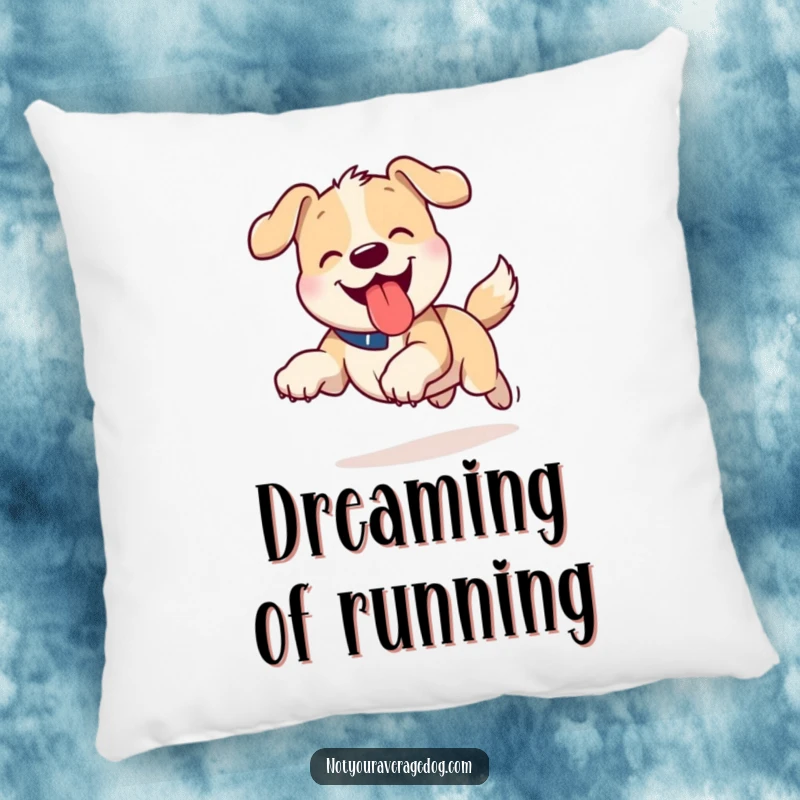 Funny Tongue Out Dog Pillow: Dog running with its tongue out, offering cozy comfort and a humorous touch.
