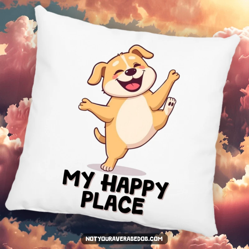 Funny Dog Cartwheel Pillow: A dog joyfully tumbles in a wobbly cartwheel, a plush piece of humor.