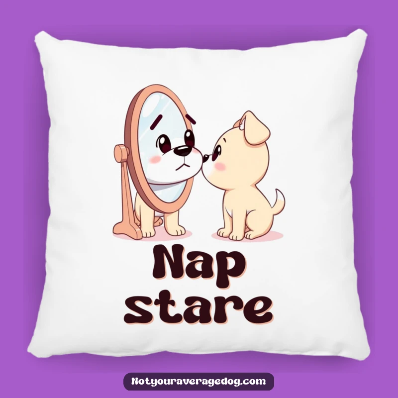 Funny Dog Pillow: Confused by Mirror, Comfy Funny Gift
